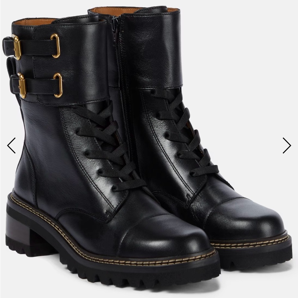 SEE by Chloe black combat ankle boots- NEW